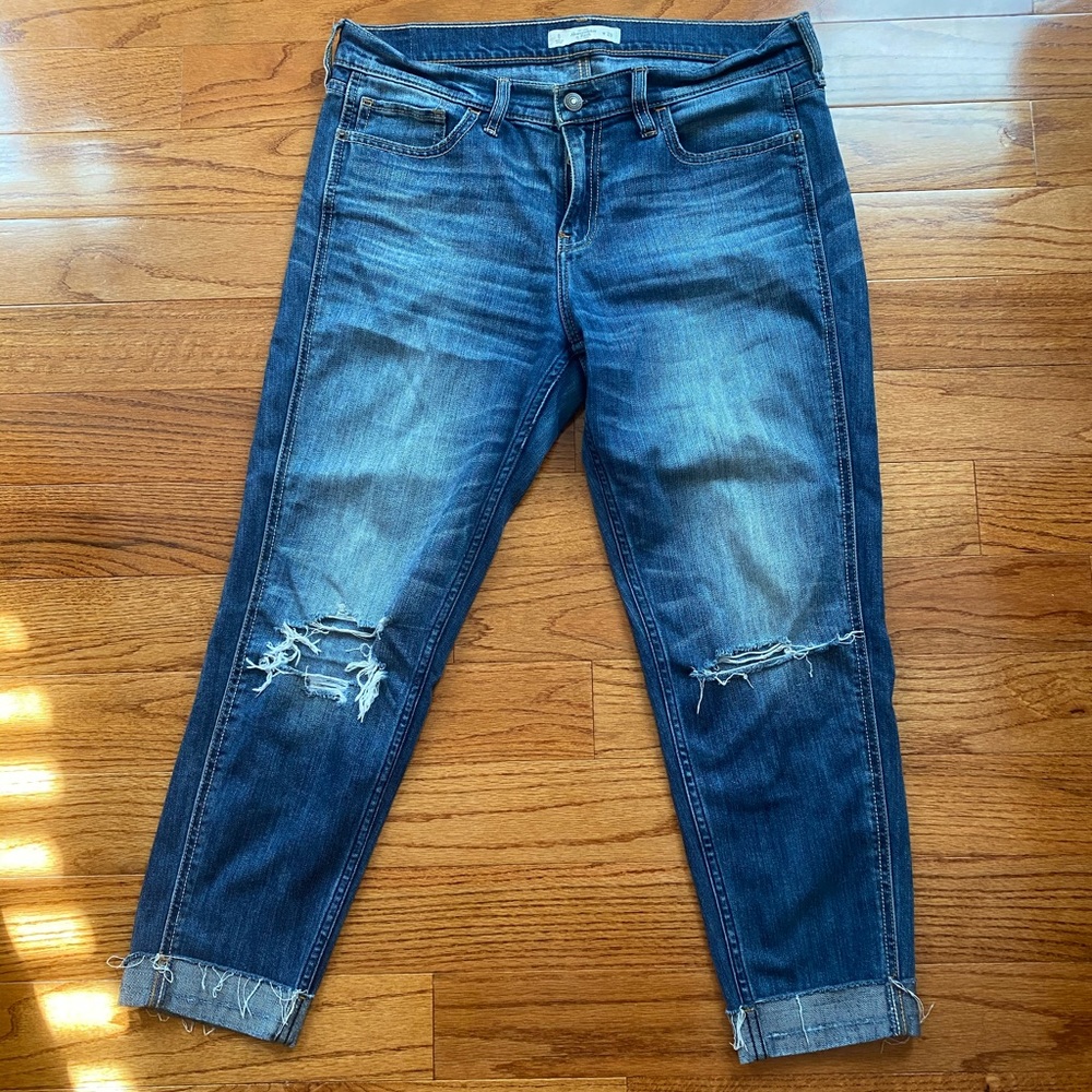 Abercrombie and Fitch distressed boyfriend jeans